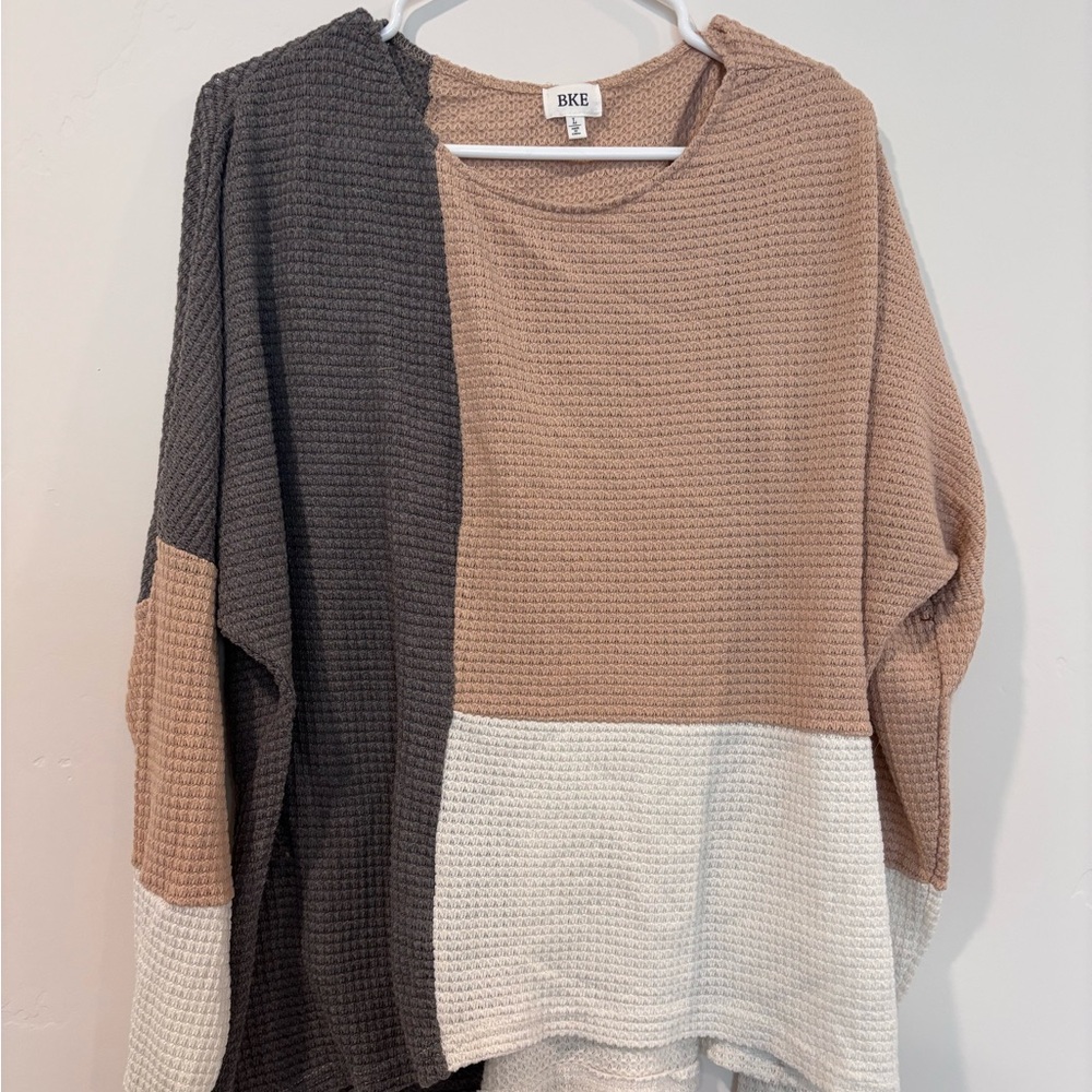 BKE Waffle Knit Sweater in Tan